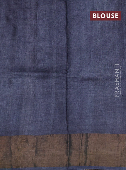 Pure tussar silk saree wine and grey with allover butta prints and zari woven border