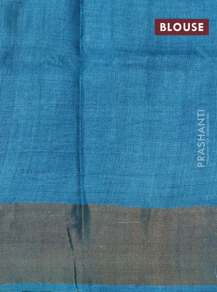 Pure tussar silk saree pink and cs blue with allover butta prints and zari woven border