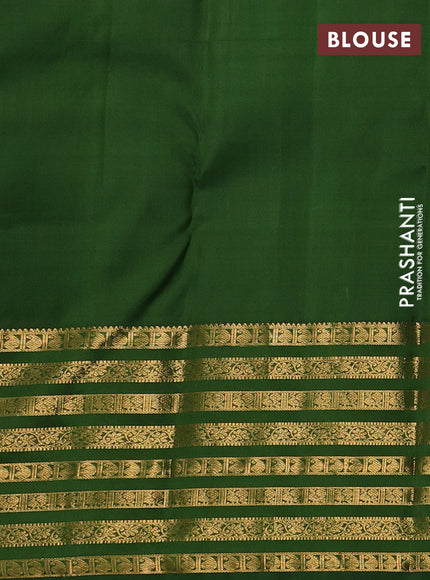 Pure kanchipuram silk saree green with allover zari weaves and long zari woven paisley border