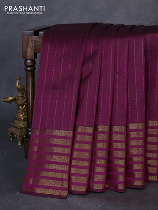 Pure kanchipuram silk saree purple with allover zari weaves and long zari woven paisley border