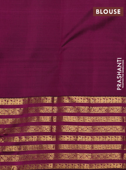 Pure kanchipuram silk saree purple with allover zari weaves and long zari woven paisley border