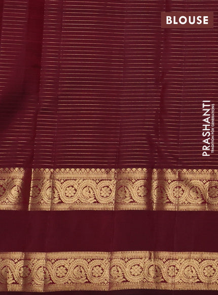 Pure kanchipuram silk saree maroon with allover small zari checks & buttas and long rettapet zari woven border