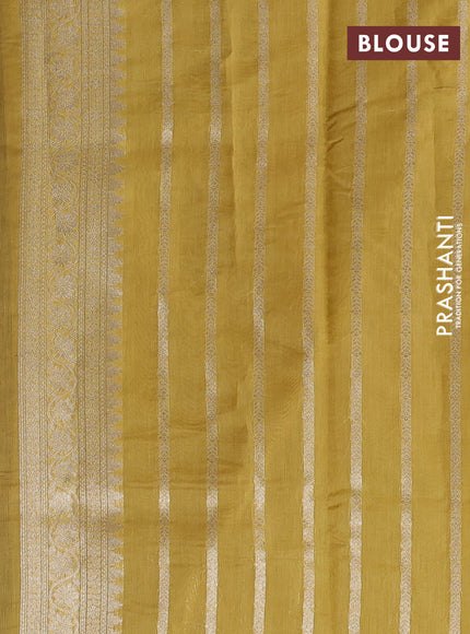 Banarasi silk cotton saree rust shade and mustard yellow with allover thread & zari woven buttas and woven border