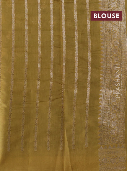 Banarasi silk cotton saree beige and mustard yellow with allover thread & zari woven buttas and woven border