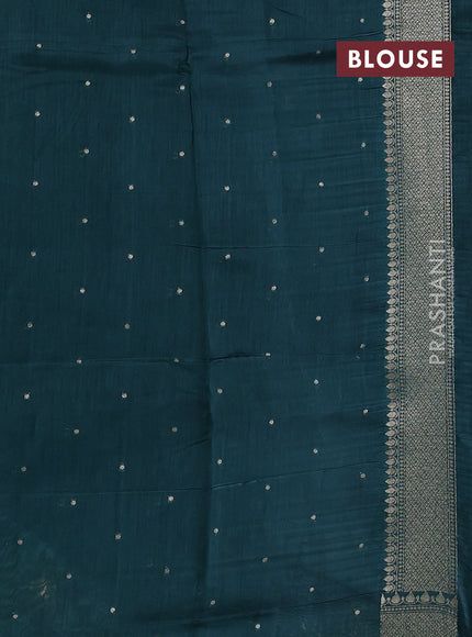 Banarasi silk cotton saree pastel blue and green shade with allover thread & zari weaves and woven border