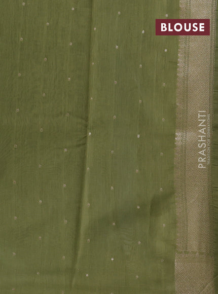 Banarasi silk cotton saree greyish blue and pista green with allover thread & zari weaves and woven border