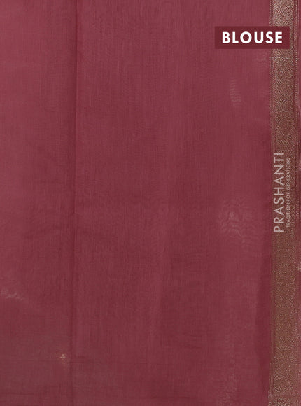 Banarasi silk cotton saree dark peach with allover thread & zari woven buttas and woven border