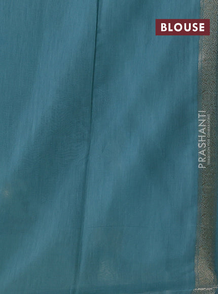 Banarasi silk cotton saree pastel blue with allover thread & zari woven buttas and woven border