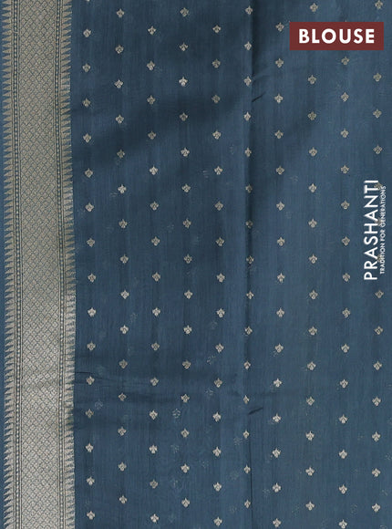 Banarasi silk cotton saree dark grey with allover thread weaves & zari buttas and woven border