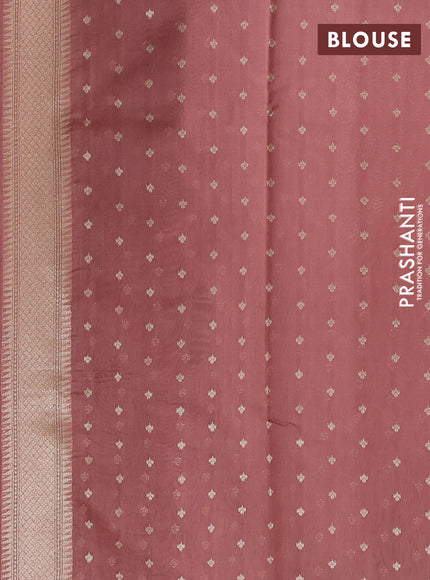 Banarasi silk cotton saree rust shade with allover thread weaves & zari buttas and woven border
