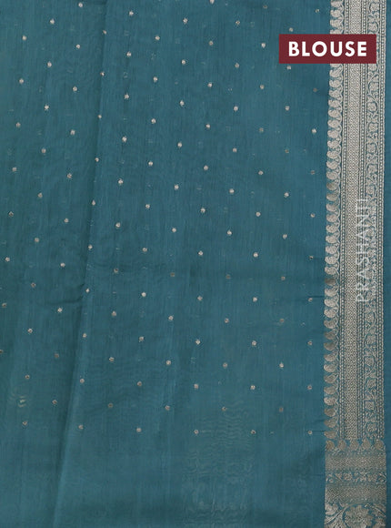 Banarasi silk cotton saree pista green and teal blue with allover thread & zari weaves and woven border
