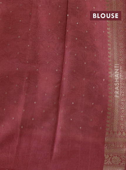 Banarasi silk cotton saree beige and pastel maroon with allover thread & zari weaves and woven border