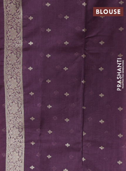 Banarasi silk cotton saree pastel maroon and purple with allover thread & zari weaves and woven border