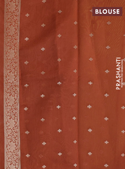 Banarasi silk cotton saree mustard yellow and rust shade with allover thread & zari weaves and woven border