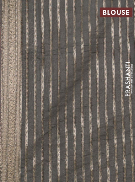 Banarasi silk cotton saree rust shade and grey with allover thread & zari woven buttas and woven border