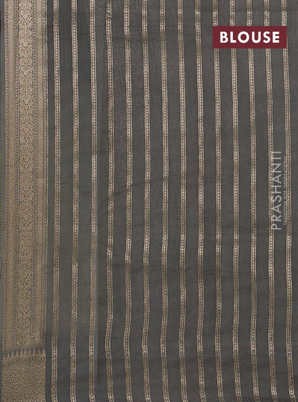 Banarasi silk cotton saree pista green and grey with allover thread & zari woven buttas and woven border
