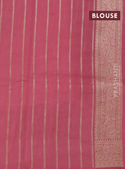 Banarasi silk cotton saree peach pink with allover thread & zari woven buttas and woven border