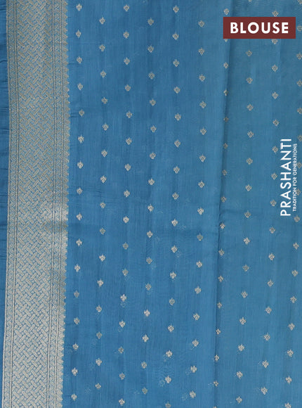 Banarasi silk cotton saree pista green and blue with allover thread & zari weaves and woven border