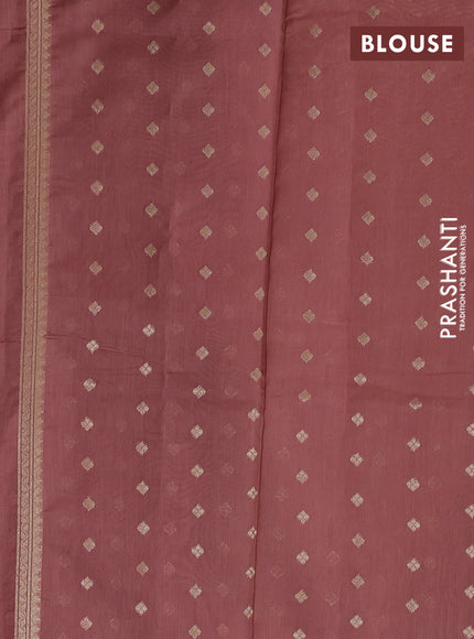 Banarasi silk cotton saree dark peach with allover thread & zari weaves and woven border