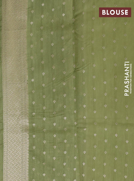 Banarasi silk cotton saree pista green with allover thread & zari weaves and woven border