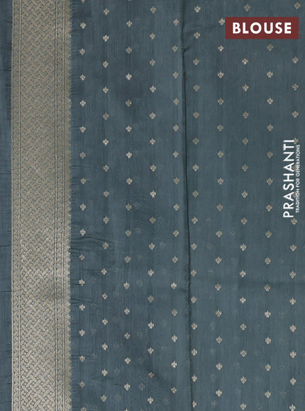 Banarasi silk cotton saree grey with allover thread & zari weaves and woven border