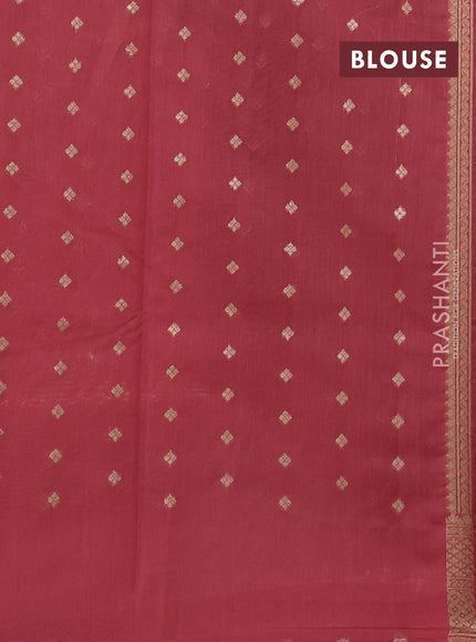 Banarasi silk cotton saree peach pink with allover thread & zari weaves and woven border