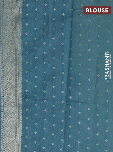 Banarasi silk cotton saree pista green and greish blue with allover thread & zari weaves and woven border