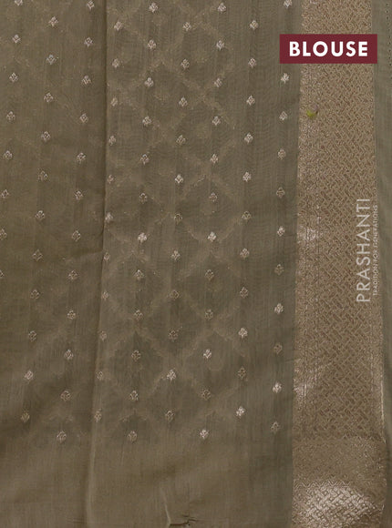Banarasi silk cotton saree beige with allover thread & zari weaves and woven border