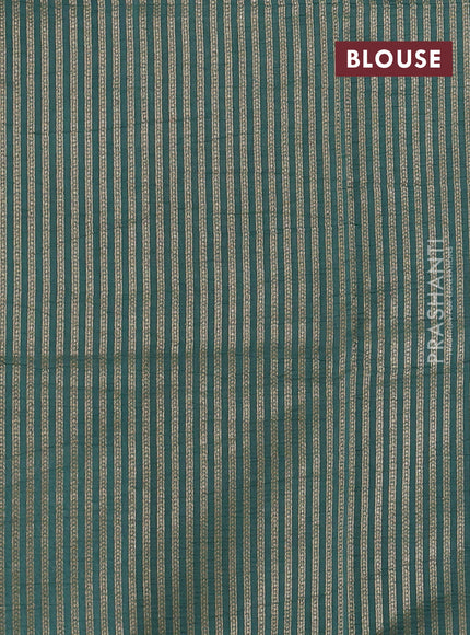 Banarasi silk cotton saree pastel blue and peacock green with allover thread & zari woven buttas and pichwai woven border