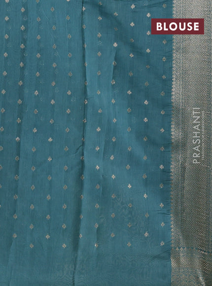 Banarasi silk cotton saree pista green with allover thread & zari woven buttas and woven border