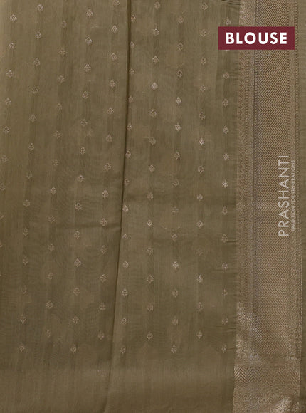 Banarasi silk cotton saree beige with allover thread & zari woven buttas and woven border