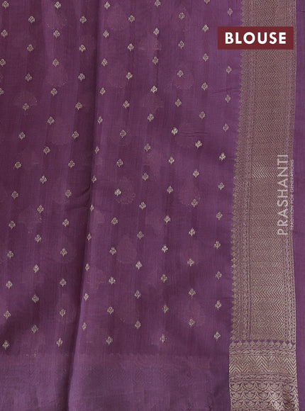 Banarasi silk cotton saree dark peach and pastel purple with allover thread & zari woven buttas and woven border