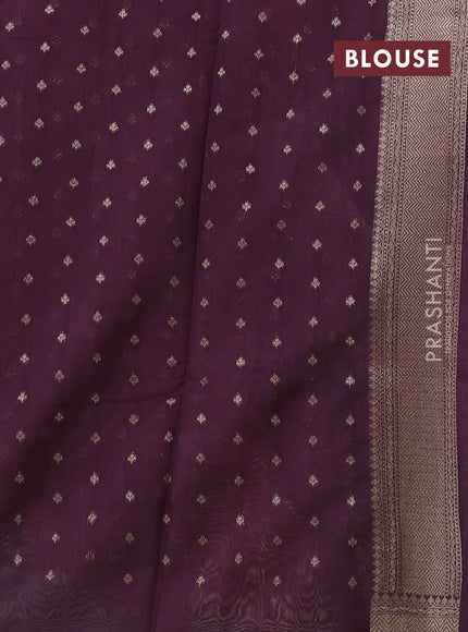Banarasi silk cotton saree rust shade and purple with allover thread & zari woven buttas and woven border