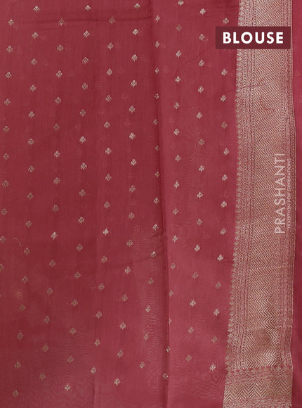 Banarasi silk cotton saree bluish grey and dark peach with allover thread & zari woven buttas and woven border