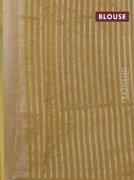 Banarasi silk cotton saree pastel blue and mustard yellow with allover thread & zari pichwai buttas and woven border