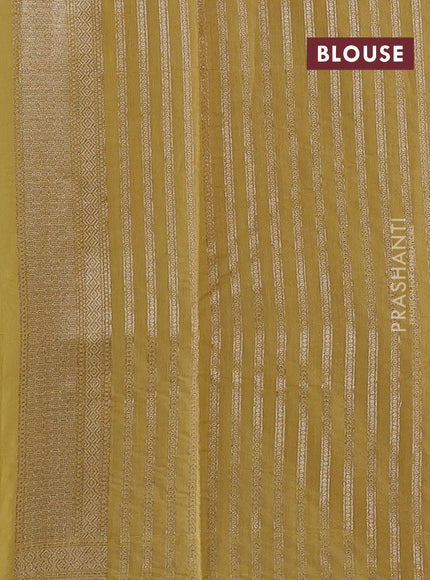 Banarasi silk cotton saree bluish grey and mustard yellow with allover thread & zari pichwai buttas and woven border