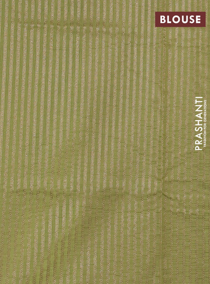 Banarasi silk cotton saree pista green with allover thread & zari woven buttas and woven border