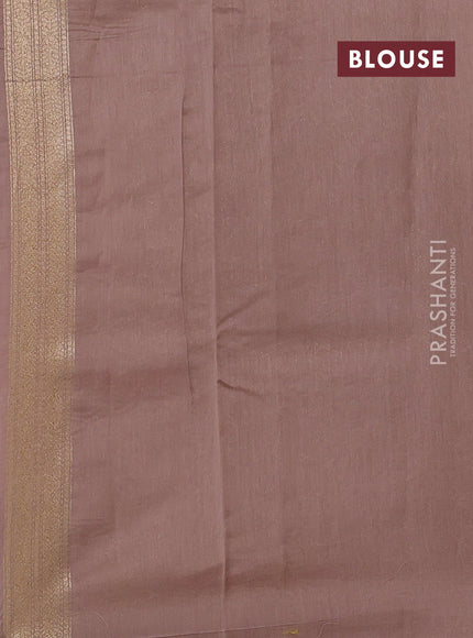 Banarasi silk cotton saree pastel peach with allover thread & zari woven buttas and pichwai woven border