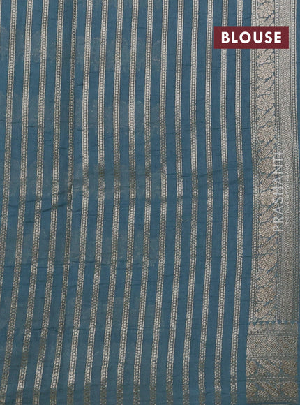 Banarasi silk cotton saree pastel blue with allover thread & zari weaves and woven border