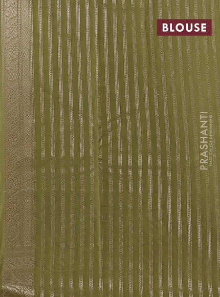 Banarasi silk cotton saree greyish blue and mehendi green with allover thread & zari weaves and woven border