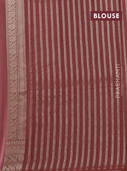 Banarasi silk cotton saree pastel green and dark peach with allover thread & zari weaves and woven border