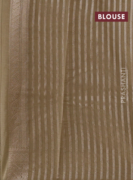 Banarasi silk cotton saree dark peach and sandal with allover thread & zari weaves and woven border