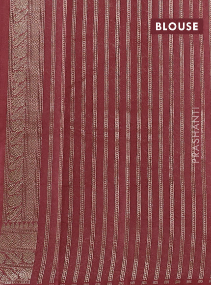 Banarasi silk cotton saree beige and pastel maroon with allover thread & zari weaves and woven border