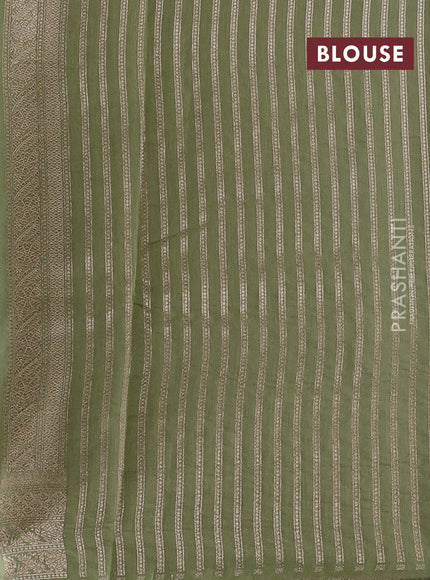 Banarasi silk cotton saree pastel blue and mehendi green with allover thread & zari weaves and woven border