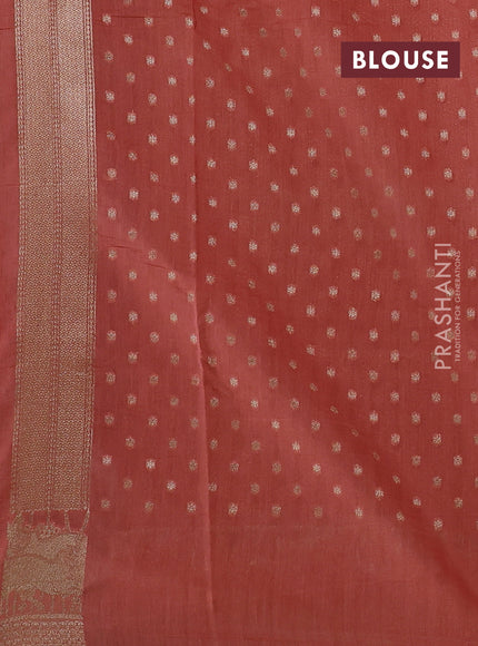 Banarasi silk cotton saree pastel green and rust shade with allover thread & zari weaves and woven border