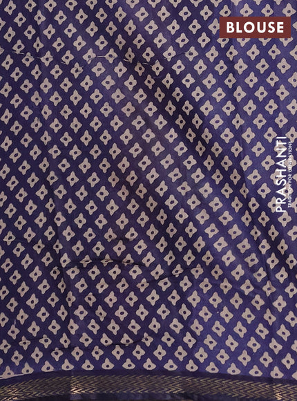 Semi maheshwari cotton saree maroon and navy blue with allover butta prints and zari woven border