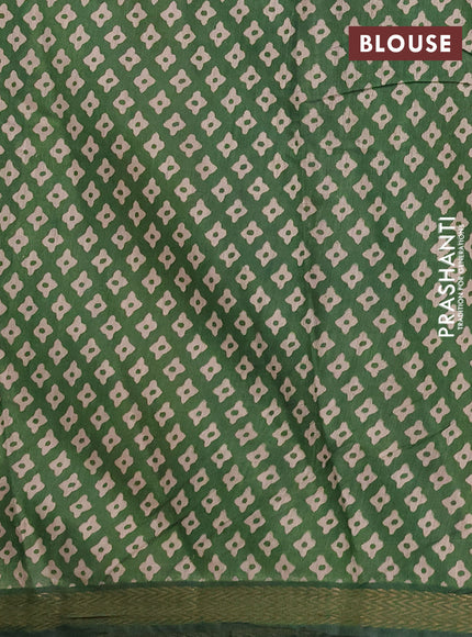Semi maheshwari cotton saree mustard yellow and green with allover butta prints and zari woven border