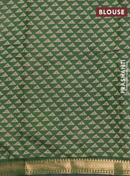 Semi maheshwari cotton saree navy blue and green with allover butta prints and zari woven border