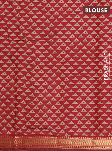 Semi maheshwari cotton saree mustard yellow and maroon with allover butta prints and zari woven border