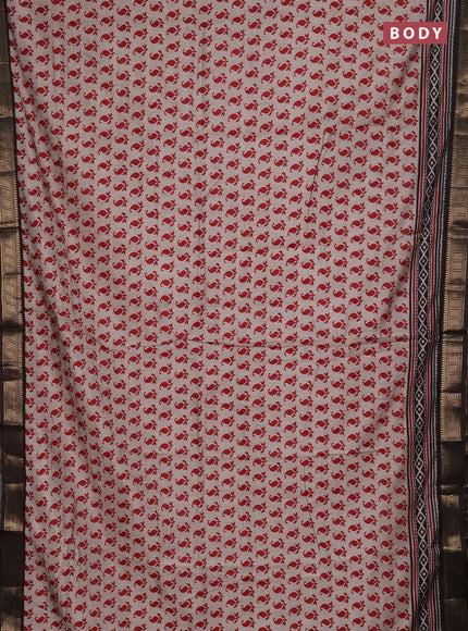 Semi maheshwari cotton saree beige maroon and coffee brown with allover paisley butta prints and zari woven border